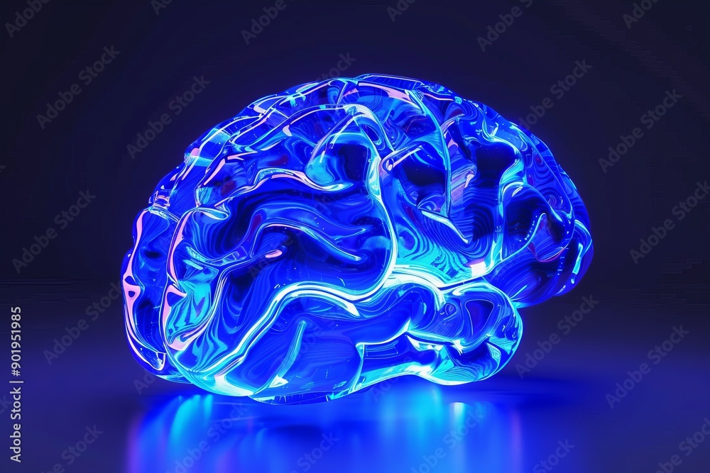 Futuristic brain with blue glowing elements symbolizing advanced technology and neural connectivity Futuristic brain with blue glowing elements symbolizing advanced technology and neural connectivity