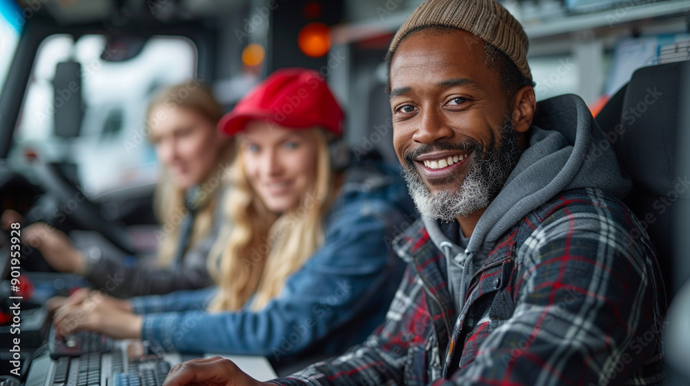 A man with a beard and a hat is smiling at the camera A man with a beard and a hat is smiling at the camera