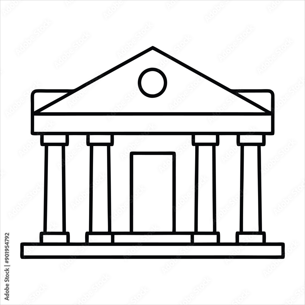 The theater building with columns line art vector The theater building with columns line art vector