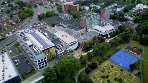 Aerial shot of East Park Terrace and the park Southampton 