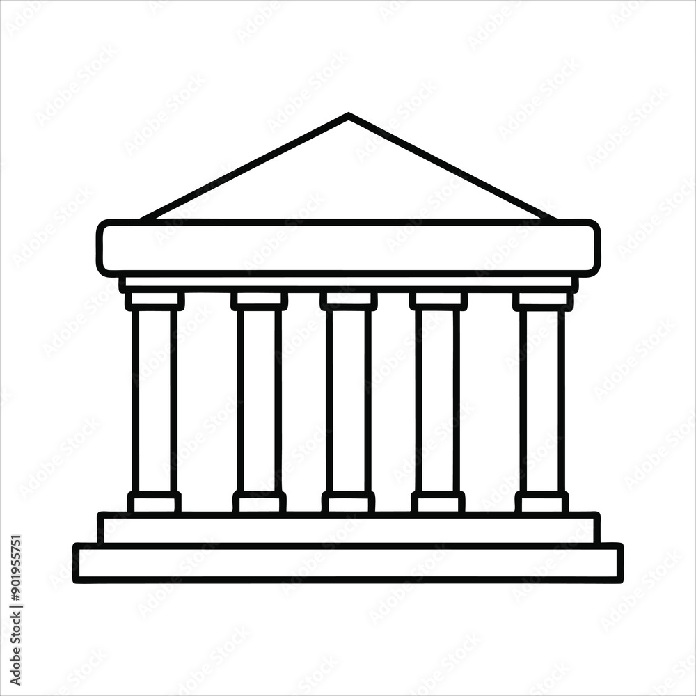 The theater building with columns line art vector The theater building with columns line art vector