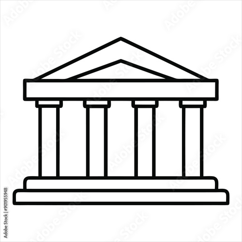 The theater building with columns line art vector