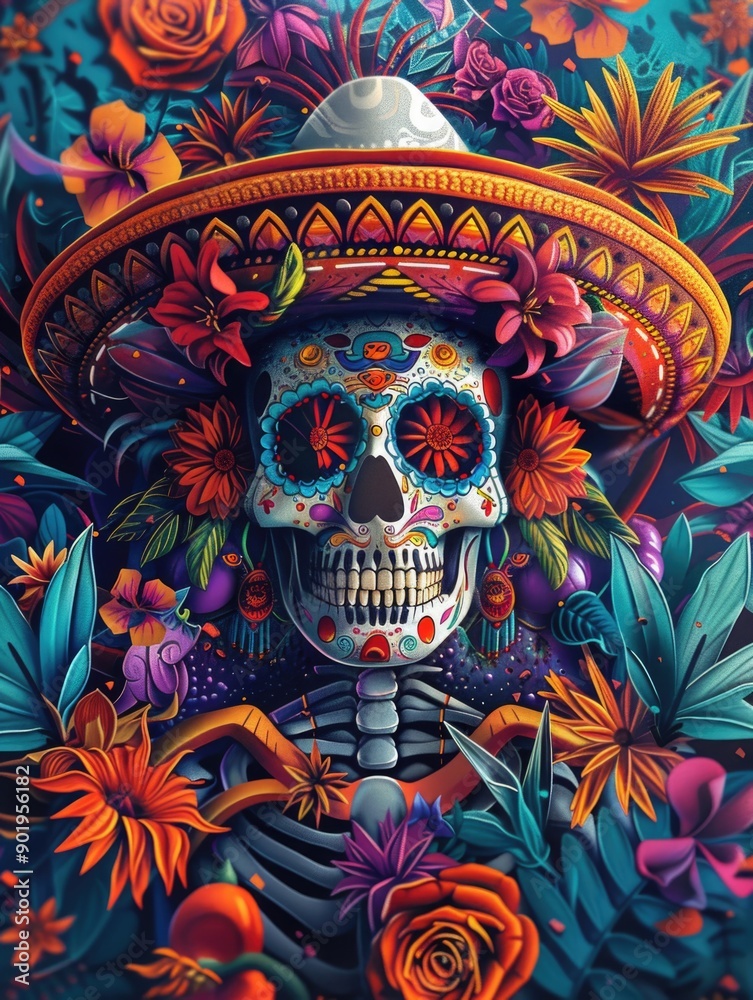 Skeleton with floral crown Skeleton with floral crown