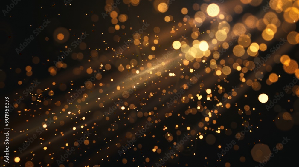 Golden Bokeh Lights on a Dark Background