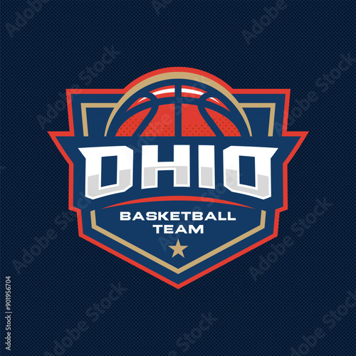 Basketball club logo, emblem, designs with ball. Ohio Sport badge vector illustration