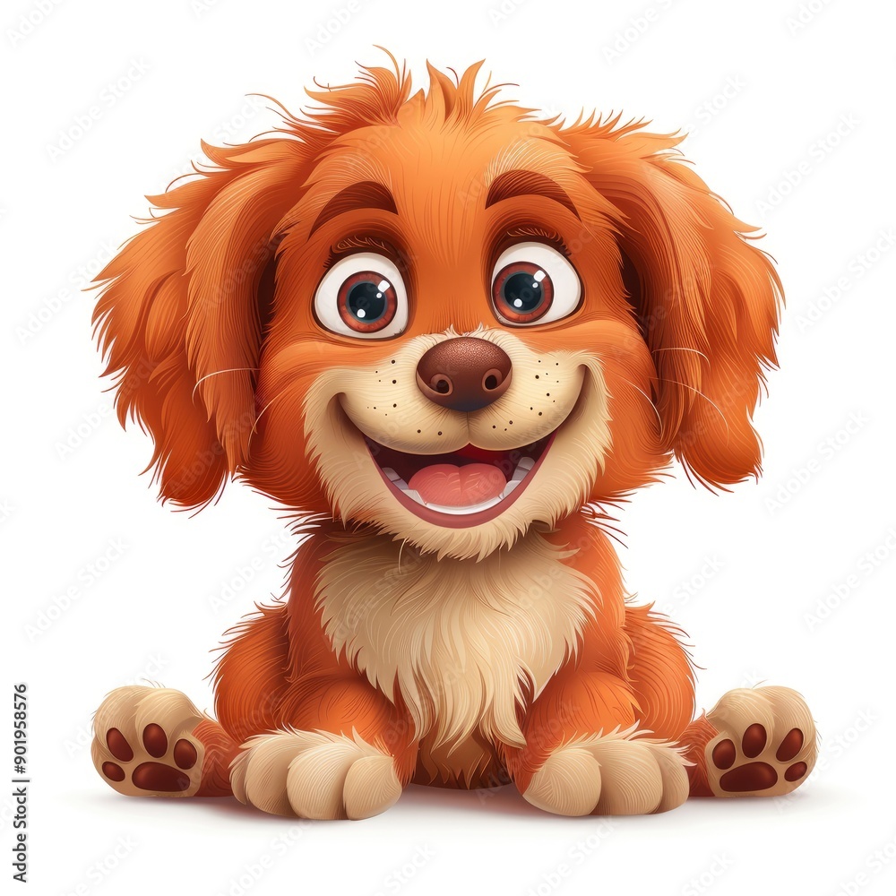 Cute Cartoon Dog With A Happy Expression, Vector Illustration Isolated On A White Background Cute Cartoon Dog With A Happy Expression, Vector Illustration Isolated On A White Background
