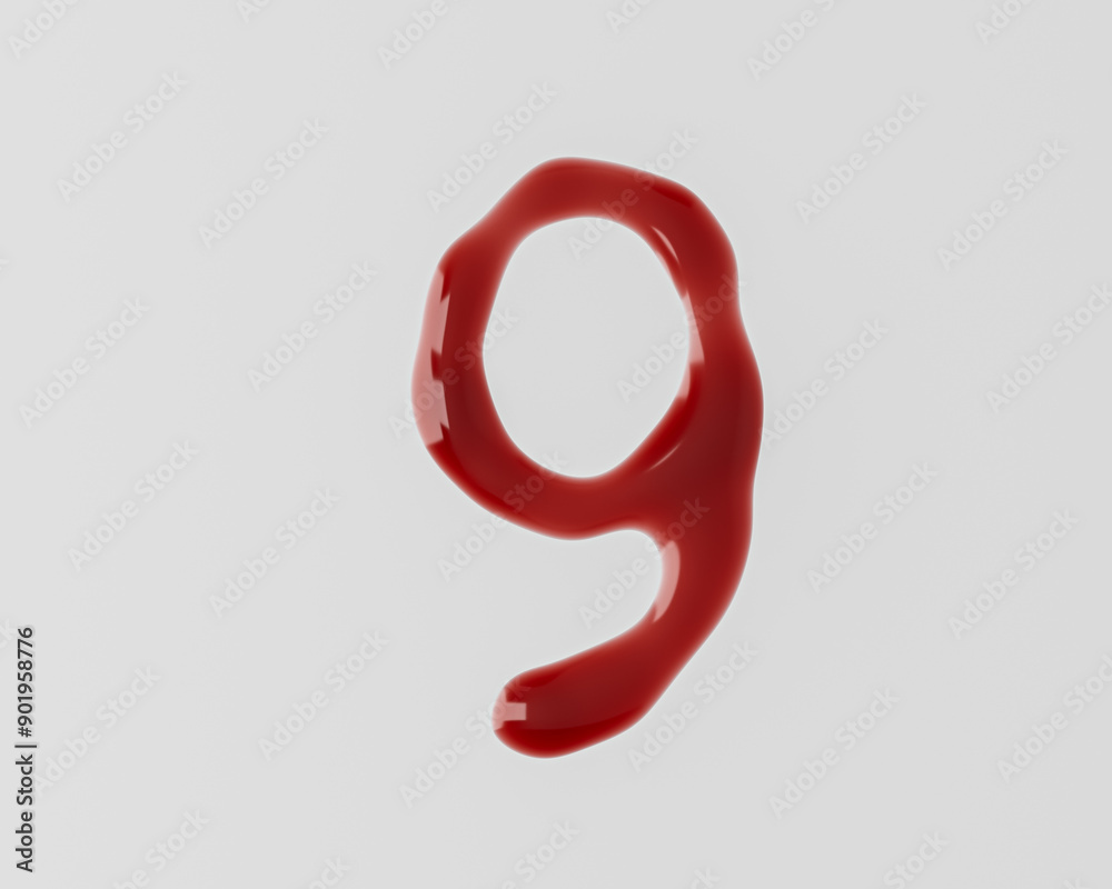 Digits made of red blood like liquid. 3d illustration of red symbols isolated on white background Digits made of red blood like liquid. 3d illustration of red symbols isolated on white background