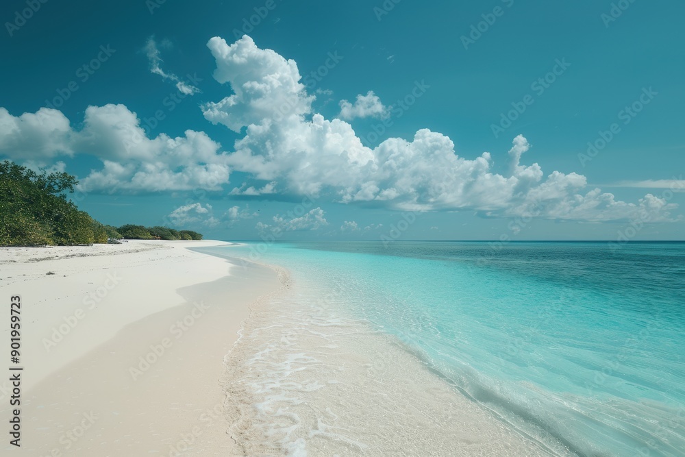 Fototapeta premium Tranquil turquoise ocean gently lapping on a secluded tropical beach