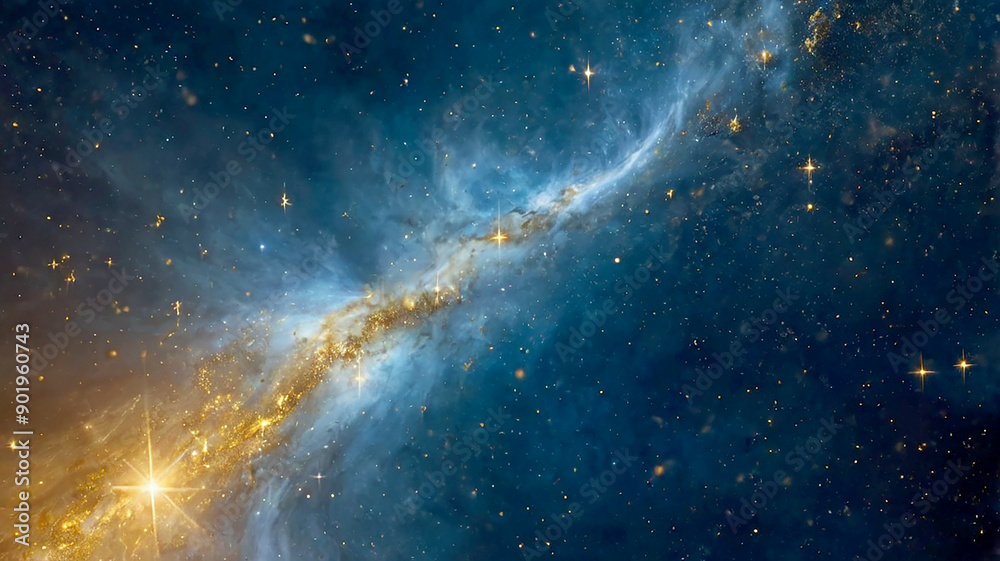 Fototapeta premium Dark Blue & Gold Particle Background, Christmas Golden Light, Bokeh, & Gold Foil Texture