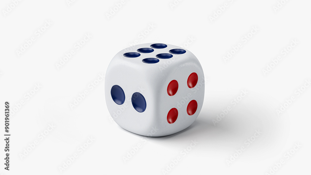 3d render of white dice with engraved circular dots on its faces. The dice is for board games, also for gambling and casino. The dice isolated on a white background. 3d render of white dice with engraved circular dots on its faces. The dice is for board games, also for gambling and casino. The dice isolated on a white background.
