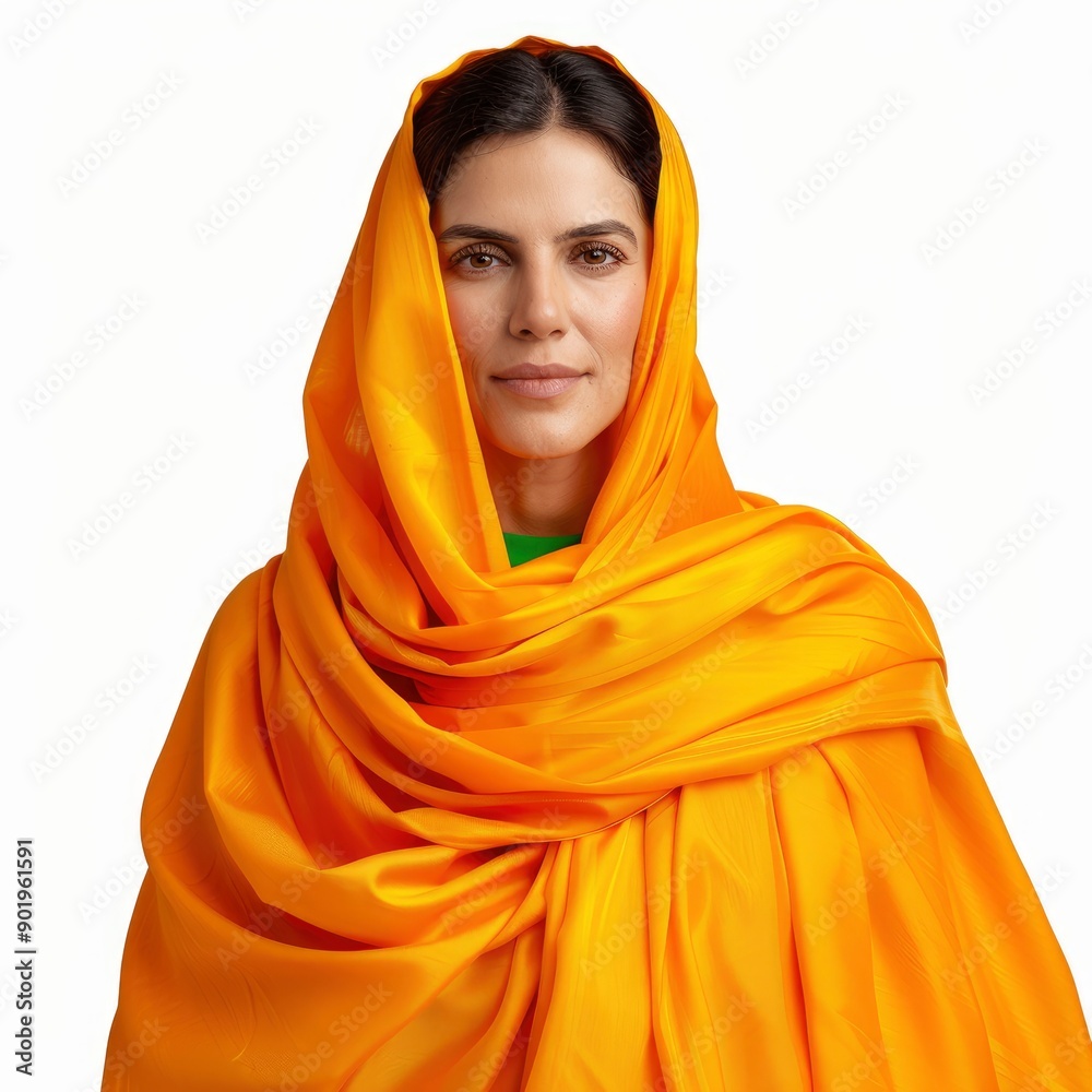 Indian Woman In Vibrant Traditional Clothing, Isolated On A White Background With Clipping Path Indian Woman In Vibrant Traditional Clothing, Isolated On A White Background With Clipping Path