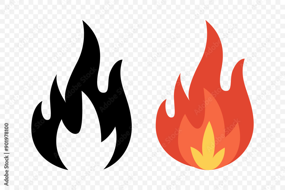 Vector Fire Flame Isolated Icon Set. Campfire, Bonfire, Flame Sign, Front View. Vector Illustration Vector Fire Flame Isolated Icon Set. Campfire, Bonfire, Flame Sign, Front View. Vector Illustration