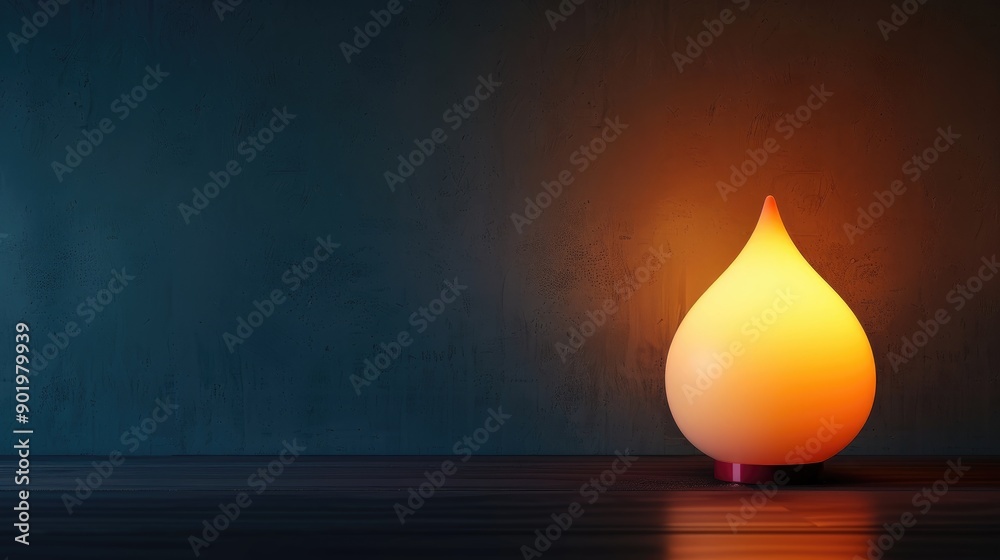 Stylish glowing night lamp on table with text space Stylish glowing night lamp on table with text space