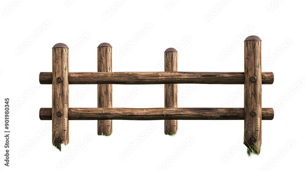 Wooden fence with a rounded top isolated on a transparent background cutout Wooden fence with a rounded top isolated on a transparent background cutout