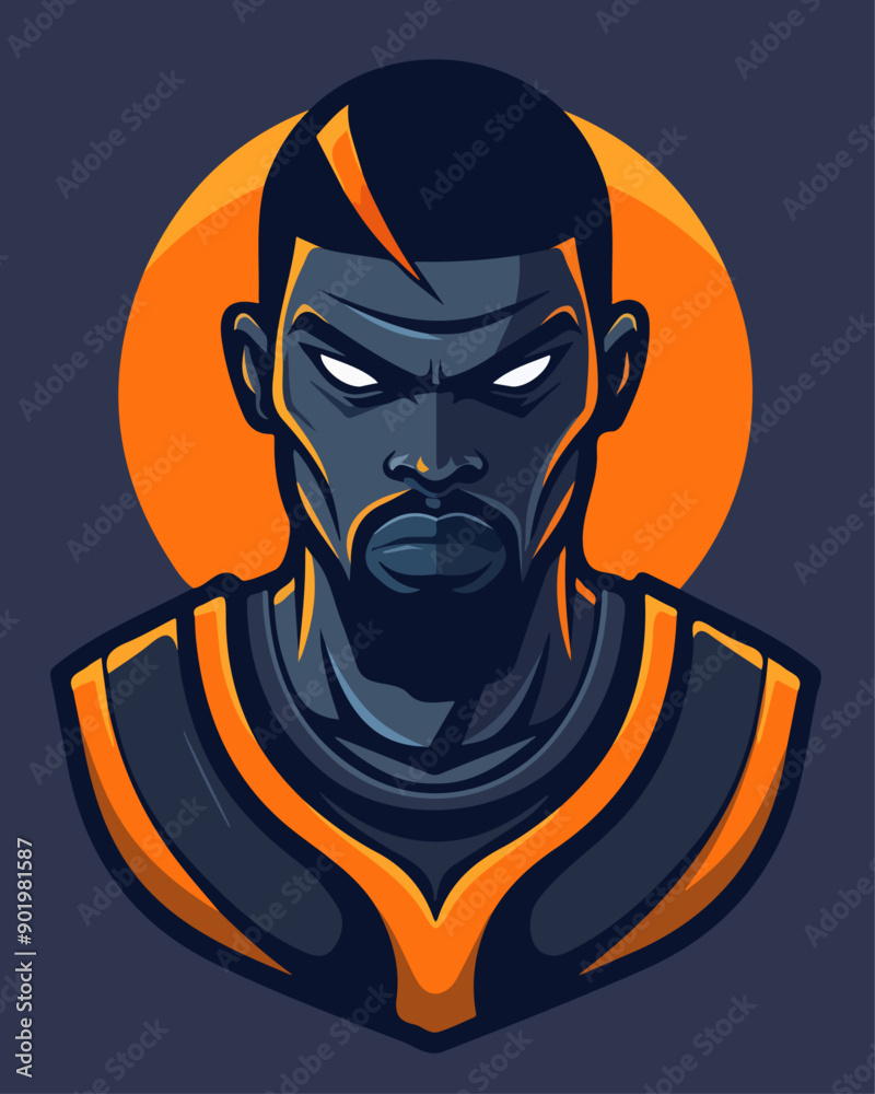 Intense Basketball Player Face Logo Intense Basketball Player Face Logo