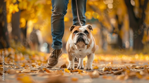 Wallpaper Mural English Bulldog with owner on a walk Torontodigital.ca