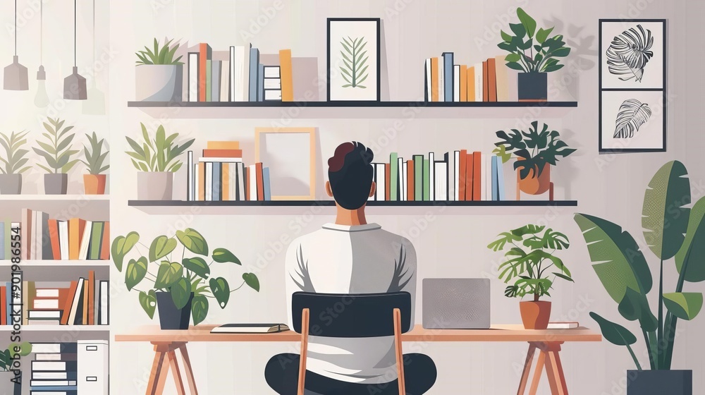 Fototapeta premium Calm and organized study space, Mental health, Focus and mental clarity