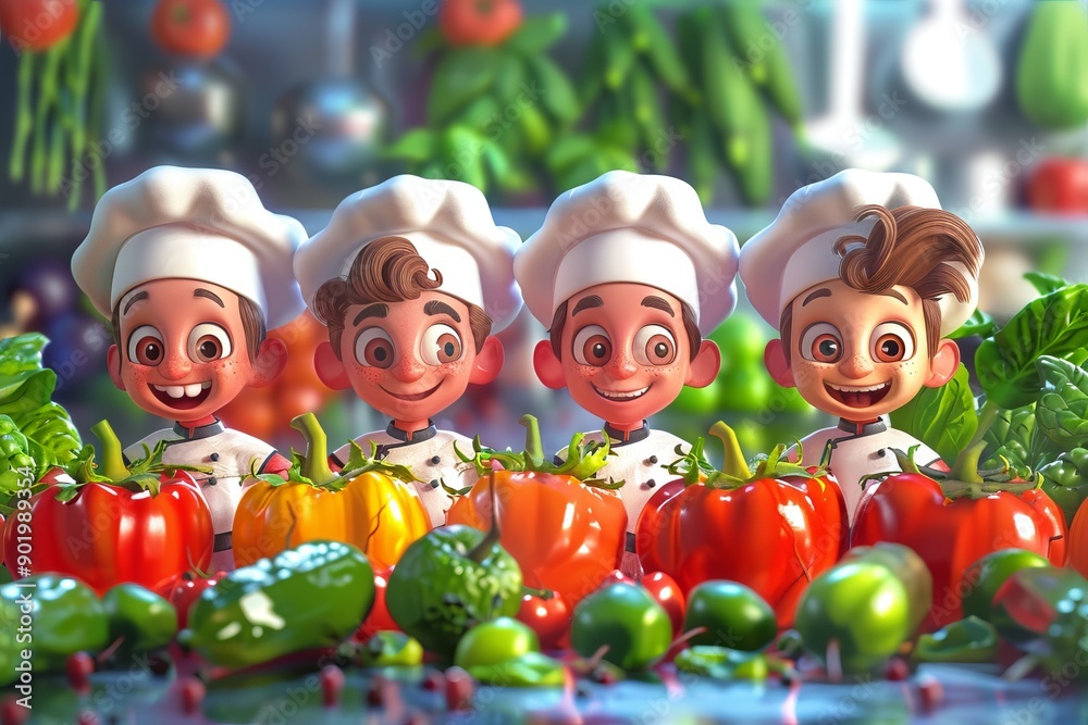 Cartoon chefs demonstrate how to prepare delicious and healthy meals ...