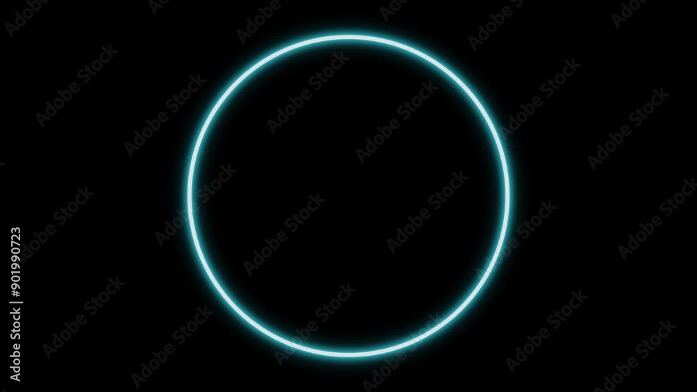 Turquoise neon circle frame with central copy space, on multiple backgrounds (black, white and green screen). Simple neon tube flickering while glowing. 4K Motion Graphics Turquoise neon circle frame with central copy space, on multiple backgrounds (black, white and green screen). Simple neon tube flickering while glowing. 4K Motion Graphics