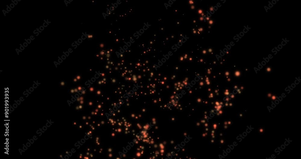 Flying embers; fire particles, bonfire sparkles; glowing embers
