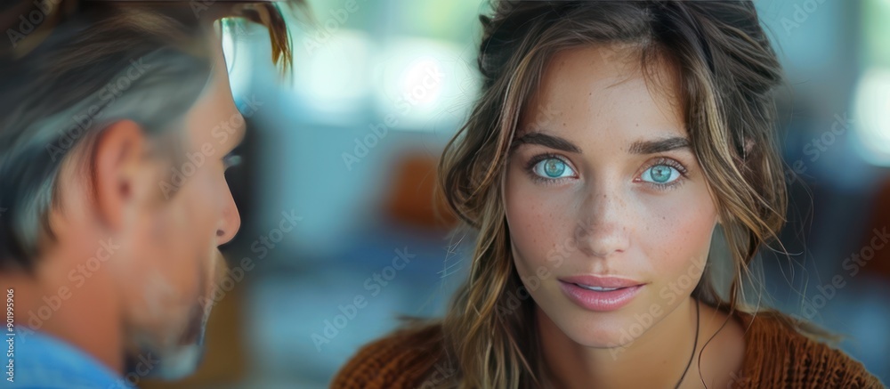 Close-up Portrait of a Woman with Blue Eyes Close-up Portrait of a Woman with Blue Eyes