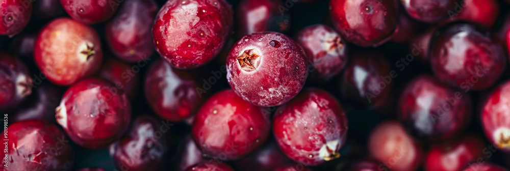 Banner cranberry background. Close-up of fresh cranberries Banner cranberry background. Close-up of fresh cranberries