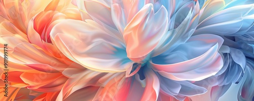 Pastel colored abstract floral petals, vibrant digital art. Modern and futuristic concept © cac_tus