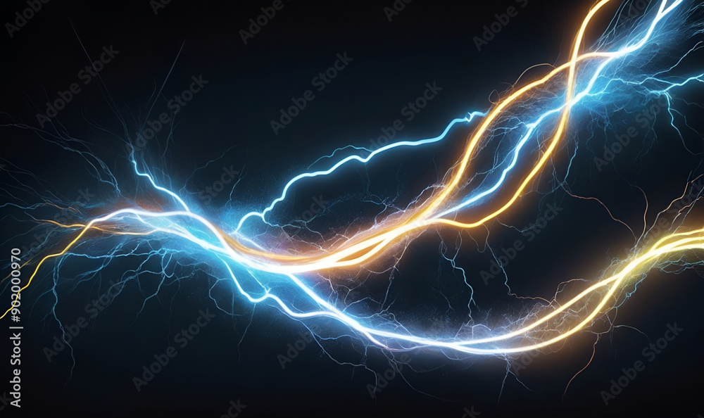 Abstract exposure, dynamic electric flows on a dark background Abstract exposure, dynamic electric flows on a dark background