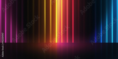 A detailed image showing a luxurious black background adorned with intricate colorful vertical neon stripes.