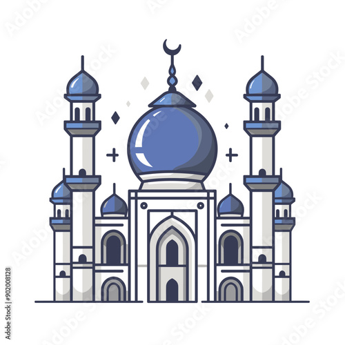 Taj Mahal flat line icon. Vector illustration of mosque