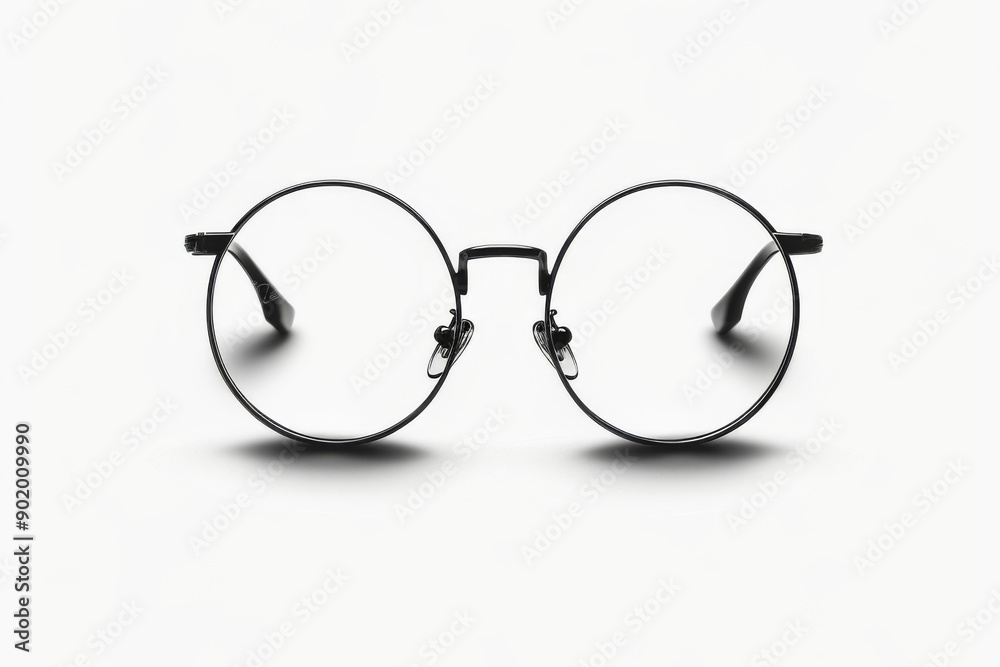Classic Round Eyeglasses with Black Frame Isolated on White Background. Classic Round Eyeglasses with Black Frame Isolated on White Background.