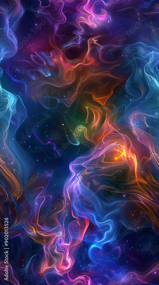 Fototapeta premium Vibrant nebula clouds creating stars in a seamless outer space pattern