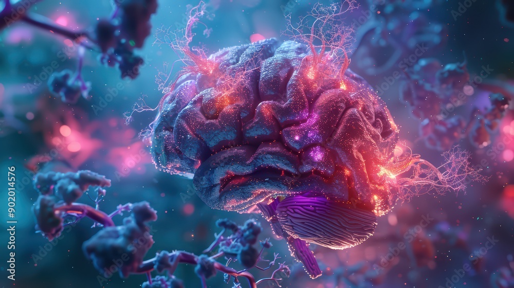 An educational image showing the brain neural connections involved in dreaming An educational image showing the brain neural connections involved in dreaming