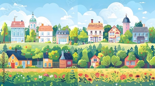 From village to city - Urban vector illustration