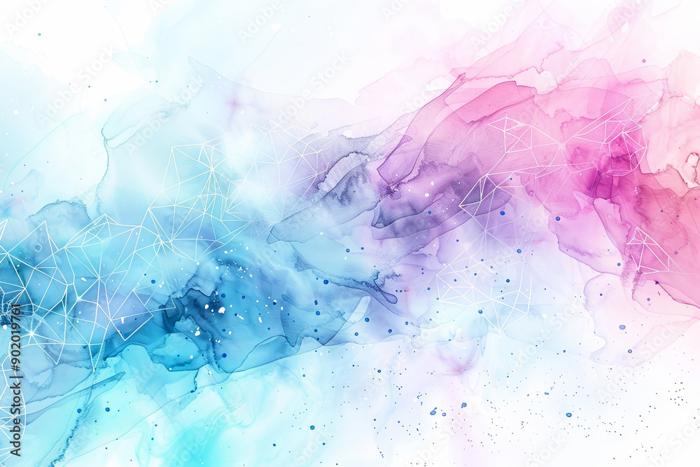 Fototapeta premium A watercolor painting of a galaxy with blue and pink colors