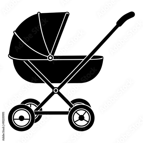 Charming Baby Stroller Flat Design Vector Modern and Stylish Illustration photo