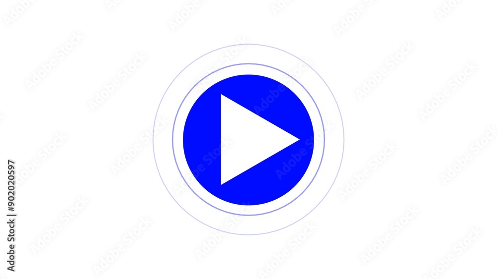 Blue play button icon with a circular border on a white background. Blue play button icon with a circular border on a white background.