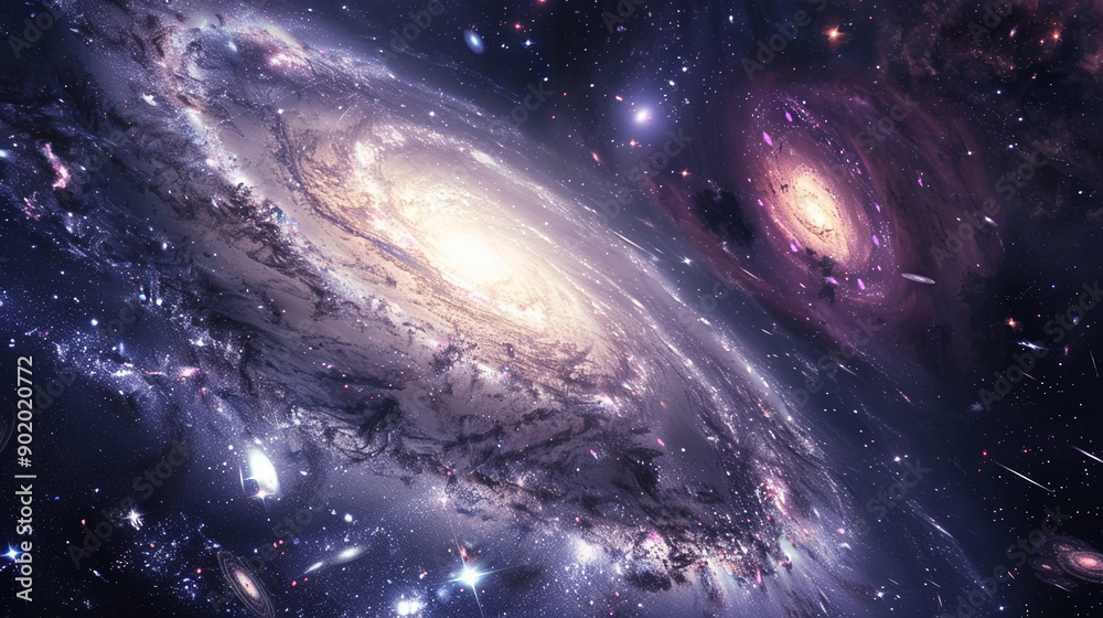 Obraz premium A spiral galaxy with a bright yellow center