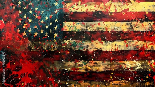 American flag fireworks on Independence Day abstract art depicting national pride and celebration