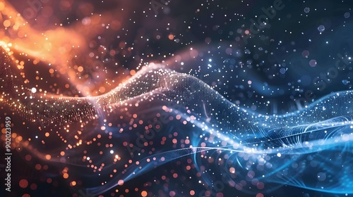 Abstract particle fractal background with hi-tech elements