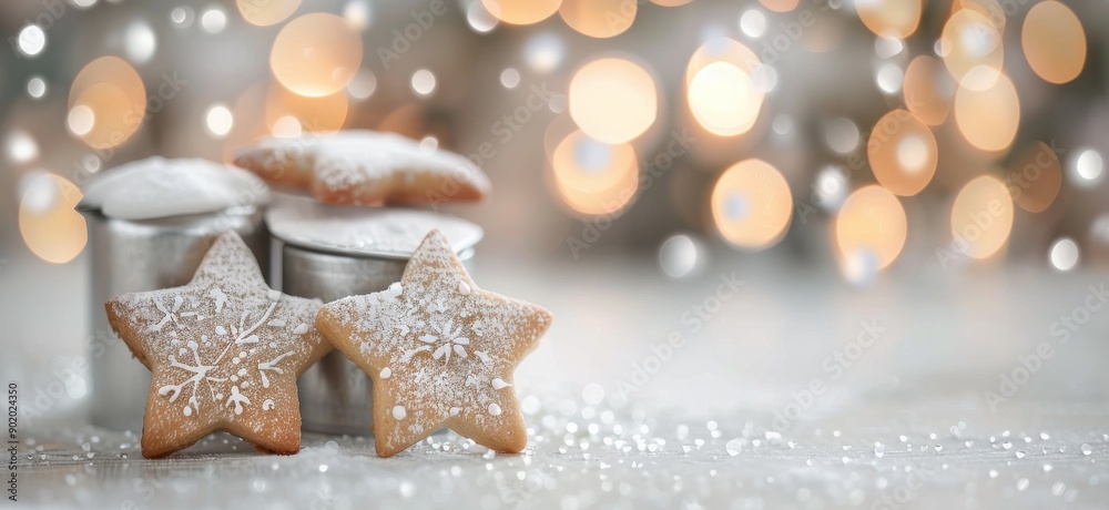 Iced Star-Shaped Cookies on Table Iced Star-Shaped Cookies on Table