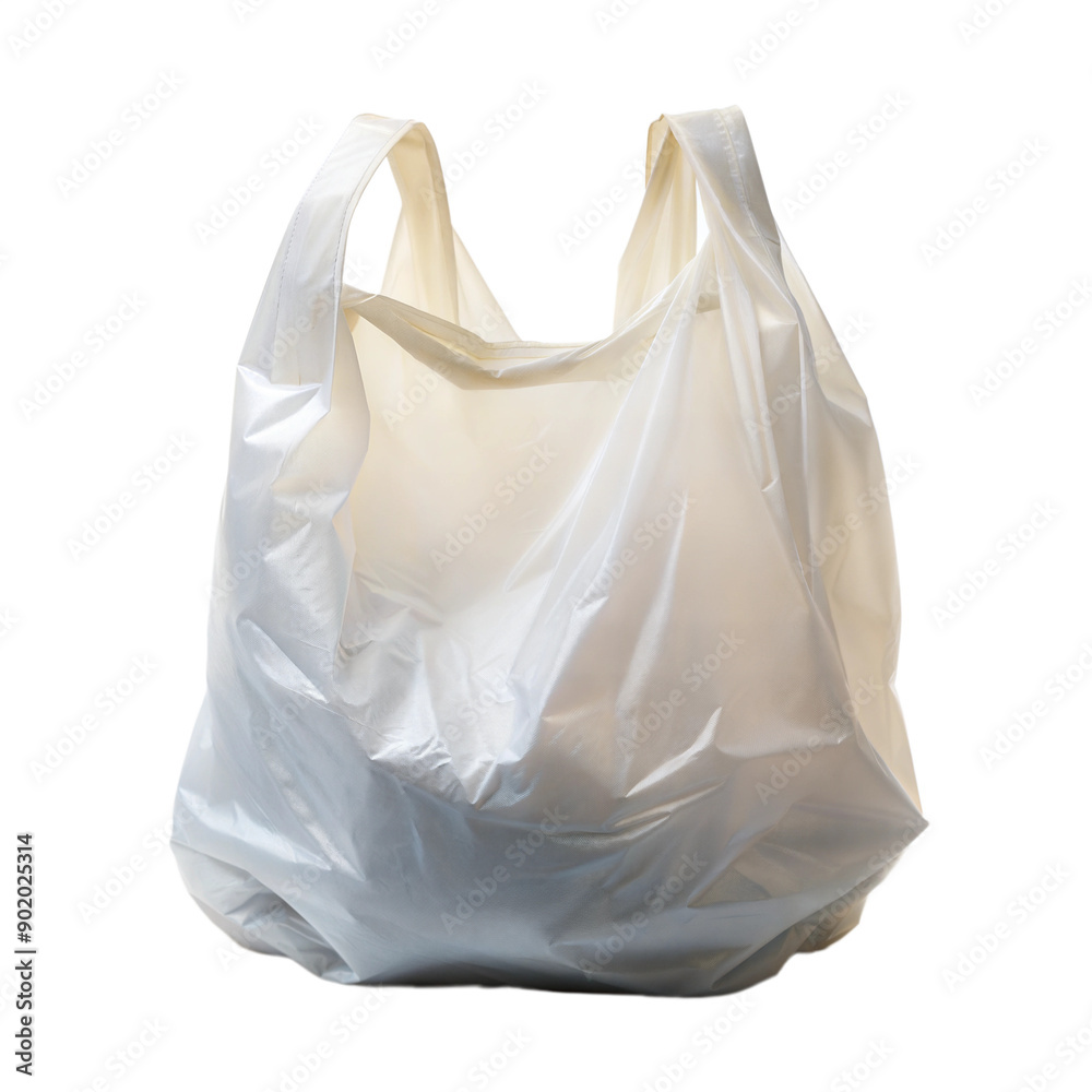 A white plastic bag is sitting on a white background A white plastic bag is sitting on a white background