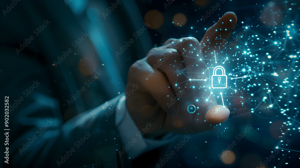 Man holding smart lock Man holding smart lock