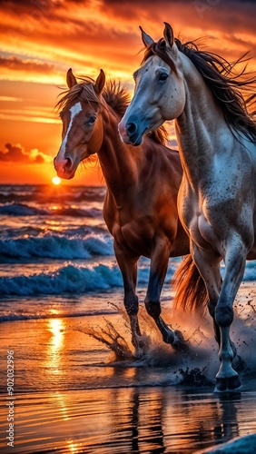 horses on the beach