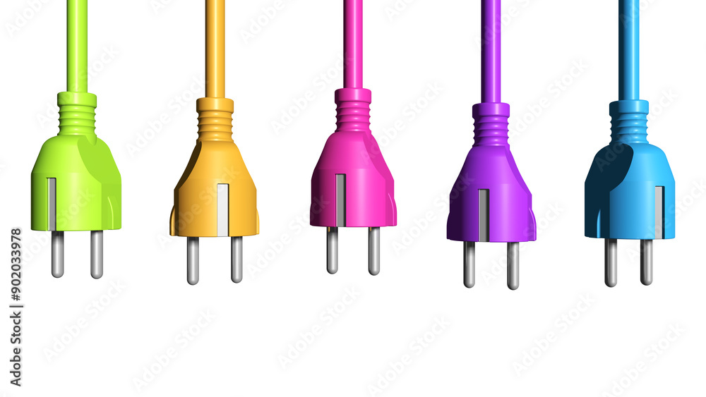 Naklejka premium bunte Stromkabel mit Steckern