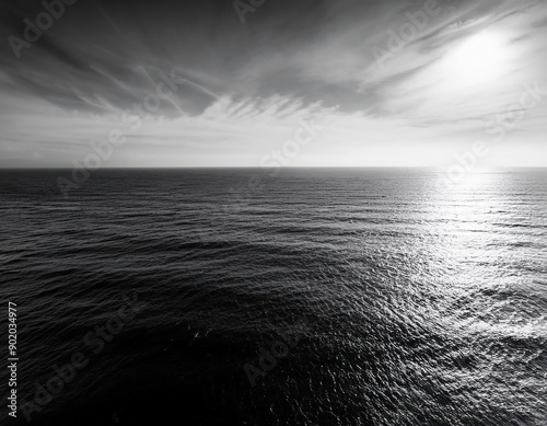 black and white sunny seascape. photo