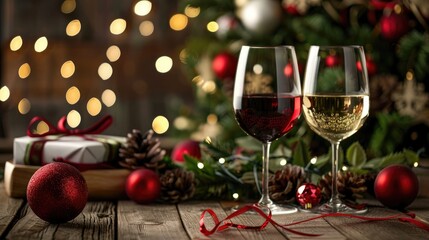 Red and white wine giveaways for Christmas anniversaries Valentine s Day and Thanksgiving with festive decorations
