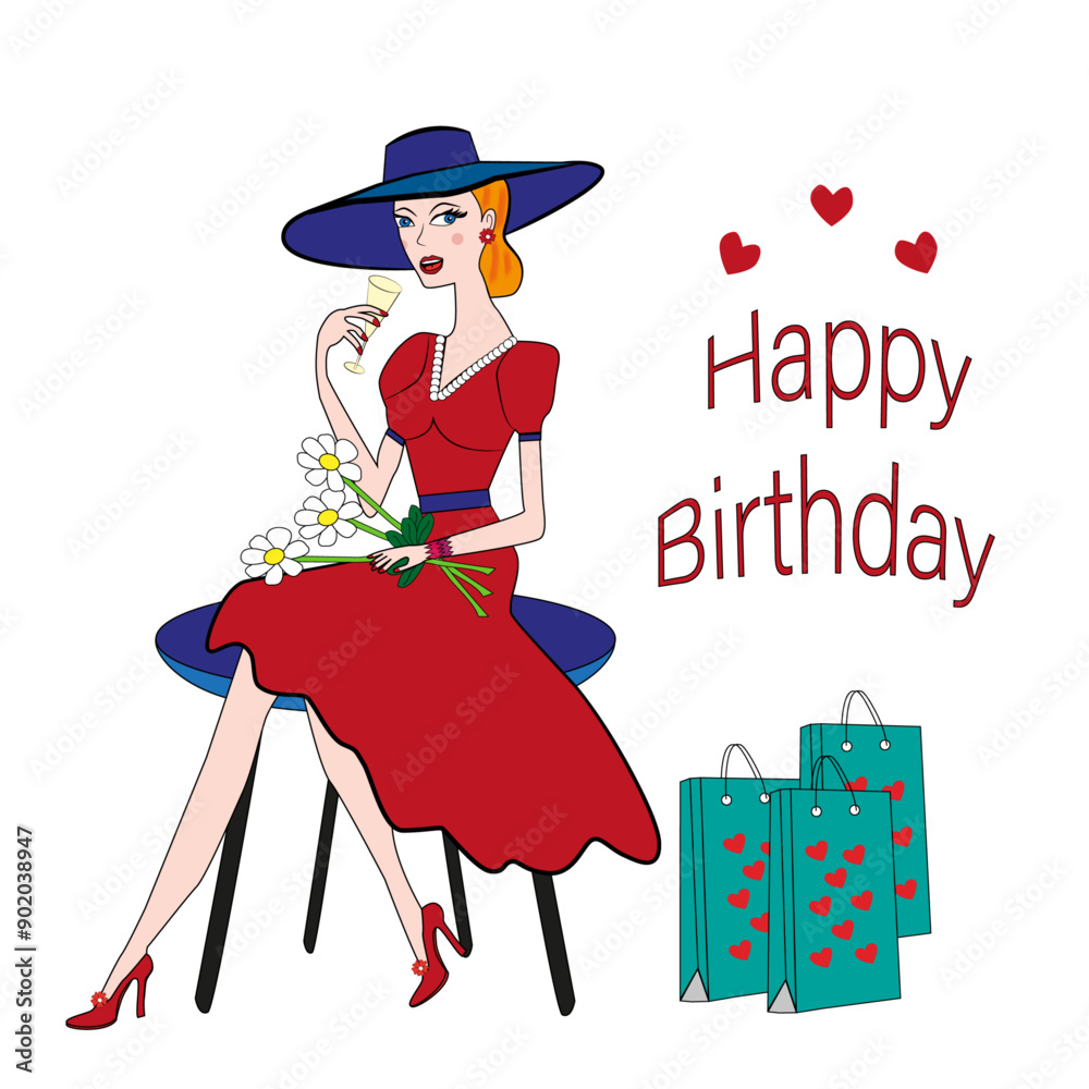 Felicitación  de cumpleaños con mujer.