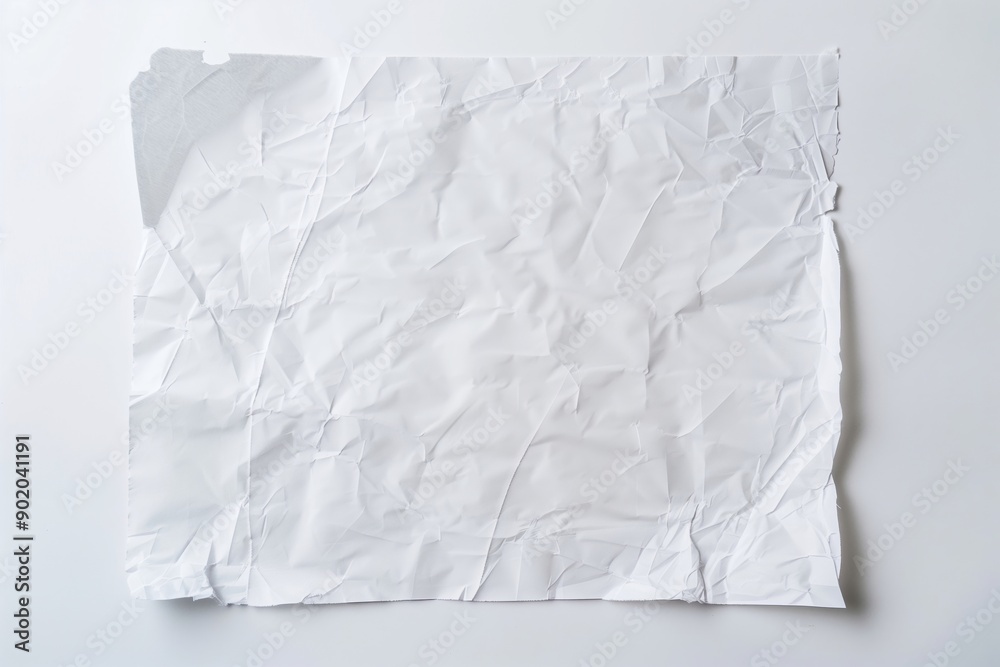 Obraz premium Crumpled White Paper Sheet on a Flat Surface