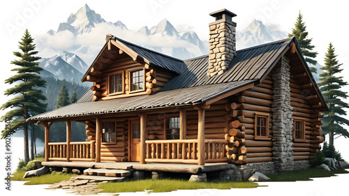 Fototapeta Naklejka Na Ścianę i Meble -  Wooden house logo symbol on white background. Generative AI